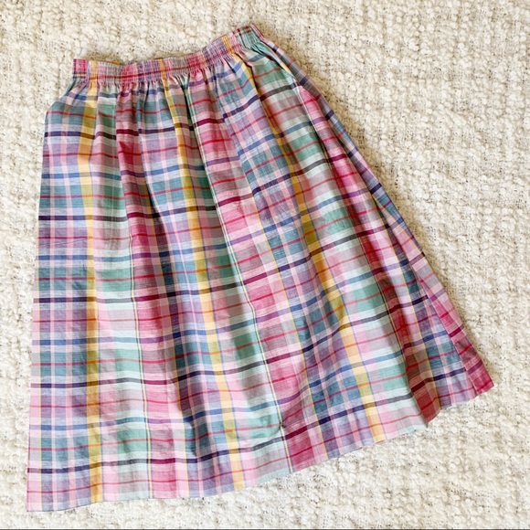 Vintage Dresses & Skirts - Vintage Pastel Plaid Midi Skirt